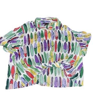 Nasty Gal Surfboard Beach Polo/Coverup:NWT: Vintage Style Beachwear: SZ 14